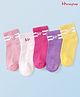 Honeyhap Premium Cotton Knit Bamboo Spandex Ankle Length Bio Finish Solid Socks Pack of 5 - Purple Yellow Pink Dark Pink White