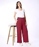 Bella Mama Full Length High Coverage Rib Solid Knit Pant With Side Pockets - Maroon