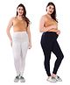 TUMMY Pack of 2 Viscose Solid Leggings - Blue & White