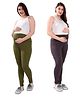 TUMMY Pack of 2 Viscose Solid Leggings - Green & Grey