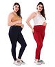 TUMMY Pack of 2 Viscose Solid Leggings - Blue & Red