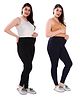 TUMMY Pack of 2 Viscose Solid Leggings - Black & Blue