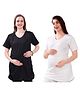 TUMMY Pack Of 2 Viscose Half Sleeves Solid Tees - Black & White