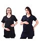 TUMMY Pack Of 2 Viscose Half Sleeves Solid Tees - Black & Blue