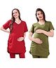 TUMMY Pack Of 2 Viscose Half Sleeves Solid Tees - Red & Green