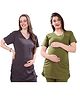 TUMMY Pack Of 2 Viscose Half Sleeves Solid Tees - Grey & Green