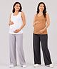 TUMMY Pack Of 2 Viscose Sleeveless Solid Maternity Tank Tops With Nursing Access - White & Beige