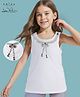 Arias Cotton Knit Sleeveless Top with Necklace Embellishment -White