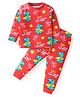 Babyhug Cotton Knit Full Sleeves Night Suit with Dino Print - Red
