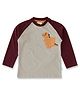 JusCubs Cotton Jersey Full Raglan Sleeves Dinosaur Patch Embroidered Tee - Grey