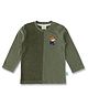 JusCubs Cotton Terry & Slub Full Sleeves Cut & Sew Fox Embroidered Tee - Green