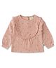 JusCubs Cotton Woven Full Puffed Sleeves Floral Printed & Frill Detailed Top - Pink