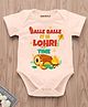 KNITROOT Cotton Lycra Lohri Theme Half Sleeves Balle Balle It Is Lohri Time Text Printed Onesie - Peach