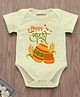 KNITROOT Cotton Lycra Lohri Theme Half Sleeves Happy Lohri Text Printed Onesie - Yellow