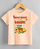 KNITROOT Cotton Lycra Lohri Theme Half Sleeves Balle Balle It Is Lohri Time Text Printed Tee - Peach