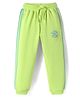Pine Kids Cotton Knit Full Length Lounge Pants with Tape & Stay Strong Text Print -Limegreen