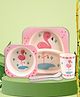 Tony Stark Bamboo Baby Feeding Set - 5-Piece Tableware for Toddlers, Kids & Babies Includes Plate, Bowl, Cup, Spoon, Fork - BPA-Free, Eco-Friendly |Organic & Natural (Flamingo)