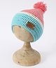Funkrafts Woollen Colour Blocked Handmade Knitted Beanie Cap - Blue & Pink