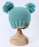 Funkrafts Woollen Pom Pom Detailed Handmade Knitted Beanie Cap - Green-  Diameter 31 Cms