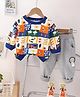 Googo Gaaga Cotton Knit Full Sleeves Light Winter All Over Insects & Floral Printed Sweatshirt & Joggers Set - Blue