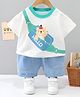Googo Gaaga Cotton Half Sleeves Teddy Bear & Text Printed Tee With Shorts Set - White