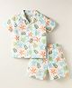 JASH KIDS Cotton Woven Half Sleeves Shirt & Shorts Co-Ord Set With Floral & Leaf Print - White