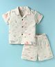 JASH KIDS Cotton Woven Half Sleeves Shirt & Shorts Co-Ord Set With Sea Animals Print - Cream