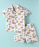 JASH KIDS Cotton Woven Half Sleeves Co-ords Shirt & Shorts Set with Beach Theme Print - Mustard