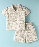 JASH KIDS Cotton Woven Half Sleeves Co-ords Shirt & Shorts Set with Safari Theme Print - Cream