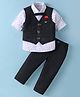 JASH KIDS Cotton Woven Full Sleeves 3 Piece Party Suit with Bow - Black
