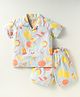 JASH KIDS Cotton Woven Half Sleeves Shirt & Shorts Co-Ord Set With Tropical Print - Light Blue