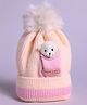 M'andy Woollen Bear Designed Handmade With Love Patch Detailed Cap - Cream