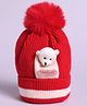 M'andy Woollen Bear Designed Handmade With Love Patch Detailed Cap - Red