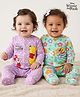 Babyhug Disney Interlock Knit Full Sleeves Footed Sleep Suits with Winnie the Pooh Graphics Pack of 2 - Mint & Lavender