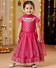 Babyhug Woven Half Sleeves Lehenga Choli Set With Floral Foil Print & Embroidery And Dupatta - Dark Pink
