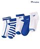 Honeyhap Premium Cotton Knit Bamboo Spandex Ankle Length Bio Finish Socks with Stripes Pack of 5 - White Bright Blue Stripe Bright White