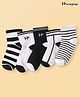 Honeyhap Premium Cotton Knit Bamboo Spandex Ankle Length Bio Finish Socks with Stripes Pack of 5 - Black & White