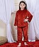 NEUDIS Fleece Knit Full Sleeves Solid Coordinating Night Suit Set - Maroon