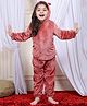 NEUDIS Fleece Knit Full Sleeves Solid Coordinating Night Suit Set - Rust Orange