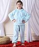 NEUDIS Fleece Knit Full Sleeves Solid Coordinating Night Suit Set - Turquoise