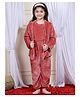 NEUDIS Fleece Knit Full Sleeves Solid Coordinating Night Suit Set - Rust Orange