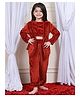 NEUDIS Fleece Knit Full Sleeves Solid Coordinating Night Suit Set - Maroon