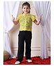 NEUDIS Half Sleeves Floral Printed Shirt With Solid Cami Top & Trousers Set - Yellow & Black