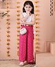 NEUDIS Sleeveless Bandhani Printed & Sequin Embellished Top & Palazzo Set - White & Majenta