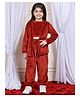 NEUDIS Fleece Full Sleeves Solid Top & Joggers With Shrug Set - Maroon