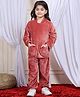 NEUDIS Fleece Full Sleeves Solid Hoodie & Joggers Set - Rust Orange