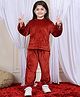 NEUDIS Fleece Full Sleeves Solid Hoodie & Joggers Set - Maroon