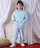 NEUDIS Fleece Full Sleeves Solid Hoodie & Joggers Set - Blue
