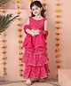 NEUDIS Georgette Sleeveless Bandhani Printed & Lace Embellished Lehenga Choli With Dupatta Set - Magenta
