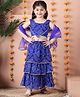 NEUDIS Georgette Sleeveless Bandhani Printed & Lace Embellished Lehenga Choli With Dupatta Set - Blue